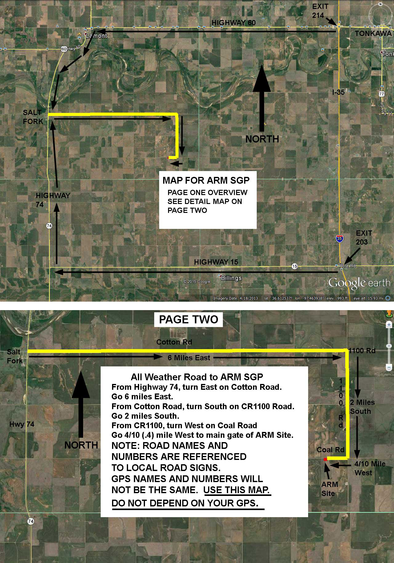 Coming from Salt Fork, Use these two maps for the all-weather road conditions.