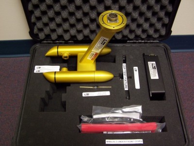 The new cloud droplet probe, from Droplet Measurement Technologies, has angled tips to deflect particles away from the beam path and minimize the effects of “forward scattering.” ARM file photo.